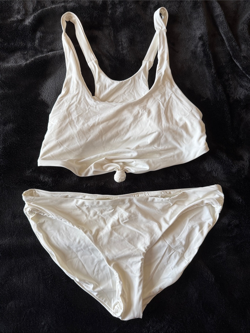 Knot-Front White Scoop Bikini Set
